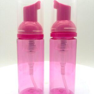 2 Pink Plastic 2oz Foaming dispenser Pump Bottle Soap Travel Foam Refillable NEW